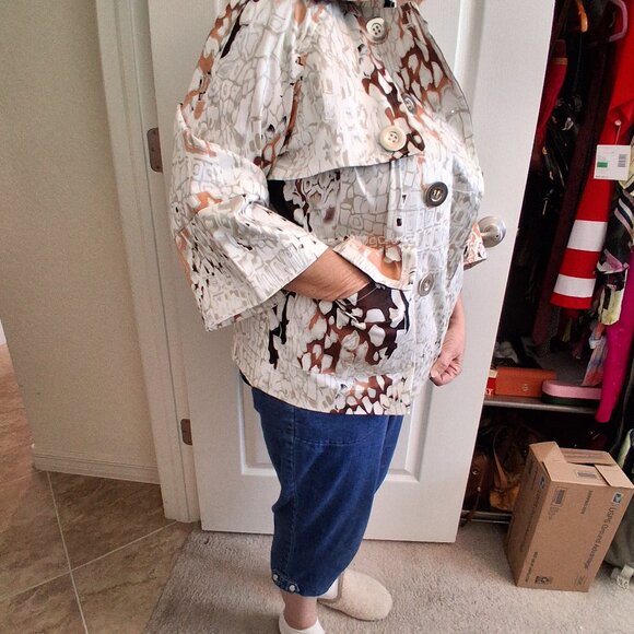 JUSTB Lightweight Abstract Print Button-Down Shirt Jacket Multi-Color Size Large - Picture 11 of 12